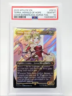 TERRA, HERALD OF HOPE 2025 MAGIC MTG BORDERLESS SURGE FOIL PSA 10 Q6095 - Image 1