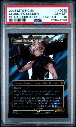4663 Cloud Ex-SOLDIER 2025 MTG Final Fantasy FIC #210 Surge Foil PSA 10 - Image 1