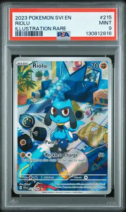 2023 POKEMON SVI EN-SCARLET & VIOLET ILLUSTRATION RARE #215 RIOLU PSA 9 - Image 1