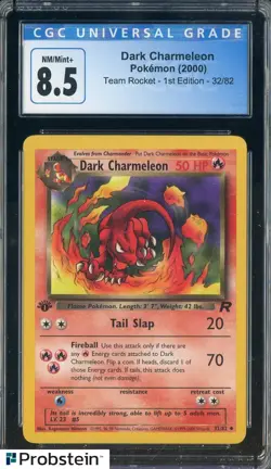 2000 Pokemon Team Rocket 1st Edition #32/82 Dark Charmeleon CGC 8.5 NM-Mt+ - Image 1