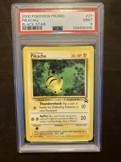 2000 Pokemon Promo Pikachu Black Star #27 PSA MINT 9 - Image 1