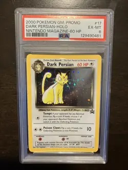 2000 Pokemon GM PROMO Dark Persian HOLO #17 Nintendo Magazine 60HP - PSA EX-MT 6 - Image 1