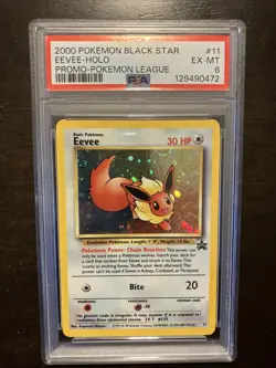 2000 EEVEE Black Star HOLO PROMO Pokemon League #11 - PSA EX-MT 6 - Image 1