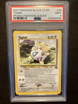 2001 Black Star Togepi #30 PROMO-Pokemon League PSA MINT 9 - Image 1