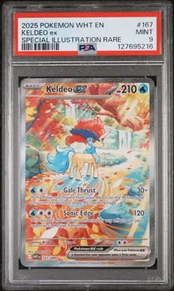2025 POKEMON WHT EN-WHITE FLARE SPECIAL ILLUSTRATION RARE #167 KELDEO EX PSA 9 - Image 1