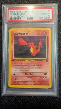 PSA 10 Charmander 50/82 1st Edition Team Rocket 2000 Pokemon Card - Image 1