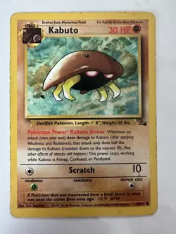 Pokemon TCG Kabuto 50/62 Common Fossil Set Unlimited WOTC Trading Card HP - Image 1