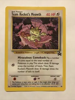 Team Rocket's Meowth Black Star Promo Pokemon Card #18 - Image 1