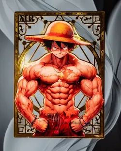 Monkey D. Luffy One Piece Waifu Gold Serial Premium Metal Card MR - #/100 Anime - Image 2