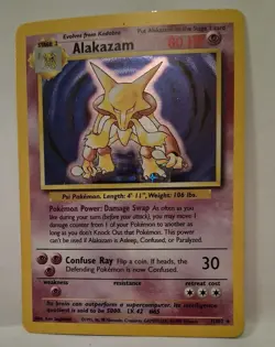 Pokemon Alakazam TCG Base Set Holo Card 1/102 Unlimited Holo Rare - Image 1