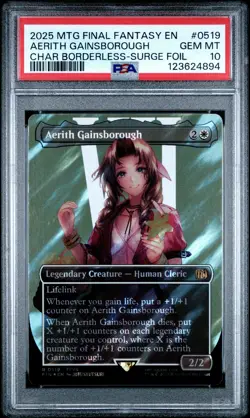 4894 Aerith Gainsborough 2025 MTG Final Fantasy #0519 Surge Foil PSA 10 - Image 1