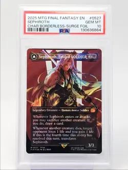 SEPHIROTH, FABLED SOLDIER 2025 MTG BORDERLESS SURGE FOIL MYTHIC D PSA 10 Q6095 - Image 1