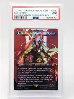 SEPHIROTH, FABLED SOLDIER 2025 MTG BORDERLESS SURGE FOIL MYTHIC C PSA 9 Q6095 - Image 1