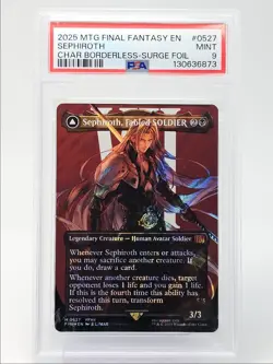 SEPHIROTH, FABLED SOLDIER 2025 MTG BORDERLESS SURGE FOIL MYTHIC PSA 9 Q6095 - Image 1