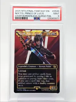 NOCTIS, PRINCE OF LUCIS 2025 MAGIC MTG BORDERLESS SURGE FOIL PSA 9 Q6095 - Image 1