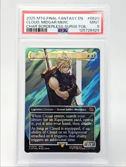 CLOUD, MIDGAR MERCENARY 2025 MAGIC MTG BORDERLESS SURGE FOIL C PSA 9 Q6095 - Image 1
