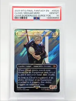 CLOUD, MIDGAR MERCENARY 2025 MAGIC MTG BORDERLESS SURGE FOIL B PSA 10 Q6095 - Image 1