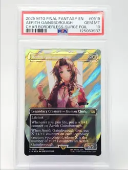 AERITH GAINSBOROUGH 2025 MAGIC MTG BORDERLESS SURGE FOIL D PSA 10 Q6095 - Image 1