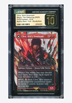 MTG CGC10 Gold Clive, Ifrit’s Dominant Mythic Foil Borderless 2025 #0318 FIN ENG - Image 1
