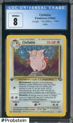 1999 Pokemon Jungle 1st Edition Holo #1/64 Clefable Holo CGC 8 NM-MT - Image 1