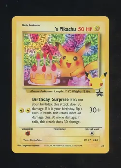 Birthday Pikachu 24/53 Celebrations: Classic Collection Holo Pokemon TCG - Image 1