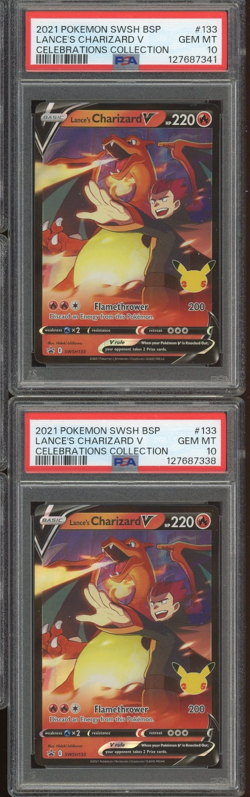 Investor Lot of (5) 2021 Pokemon BSP Celebrations Lance's Charizard V PSA 10 Seq - Image 2