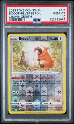 PSA 10 - 2023 POKEMON SWORD AND SHIELD CROWN ZENITH 111 BIDOOF-REVERSE FOIL - Image 1