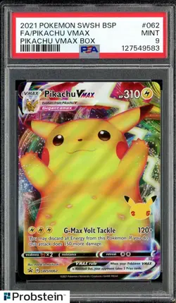 2021 Pokemon SWSH BSP Pikachu Vmax Box #062 FA Pikachu Vmax PSA 9 MINT - Image 1