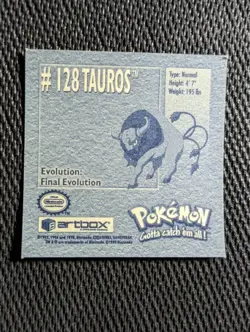 Tauros #128 Pokemon 1999 Artbox Sticker NM - Image 2