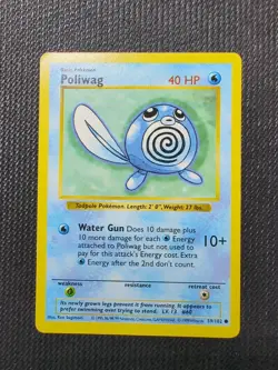 Pokemon TCG Poliwag Base Set 59/102 Regular Shadowless Common - Image 1
