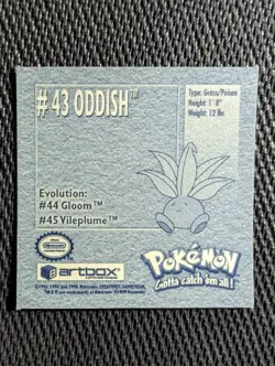 Oddish #43 Pokemon 1999 Artbox Sticker NM - Image 2
