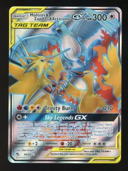 Moltres & Zapdos & Articuno GX (Full Art) 66/68 Hidden Fates Holo Pokemon TCG - Image 1