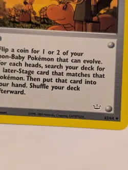 Pokemon Breeder Fields 62/64 - Vtg Pokemon Trainer Card - 1995-2000 Nintendo - Image 3