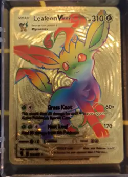 Leafeon Vmax - Gold Foil Rainbow Fan Art Display Card 204/203 - Image 1