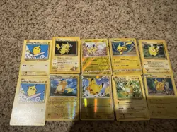 Lot of 10 Pikachu and Raichu Pokemon Cards Holo Rare Vintage WOTC Wizards - Image 1