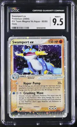 CGC 9.5 MINT+ Swampert ex 2004 EX Team Magma Vs Aqua 95/95 Holo Pokemon Card - Image 1