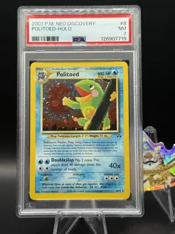 POLITOED 8/75 Unlimited Neo Discovery Holo Rare 2001 Pokemon Card PSA 7 - Image 1