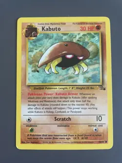 Pokemon TCG Kabuto 50/62 Fossil Unlimited Card WOTC - Image 1