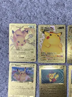 Set of 15 Pokemon Pikachu Gold Foil Fan Art All 7 Cosplay Collection Cards NM - Image 2
