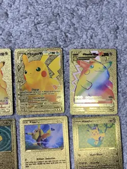 Set of 15 Pokemon Pikachu Gold Foil Fan Art All 7 Cosplay Collection Cards NM - Image 3