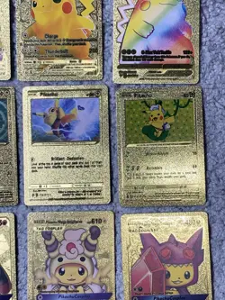 Set of 15 Pokemon Pikachu Gold Foil Fan Art All 7 Cosplay Collection Cards NM - Image 5