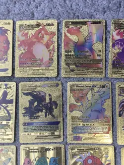 Pokemon Set of 25 Charizard,Umbreon,Magikarp,Mew&More Gold Foil Fan Art Cards - Image 3
