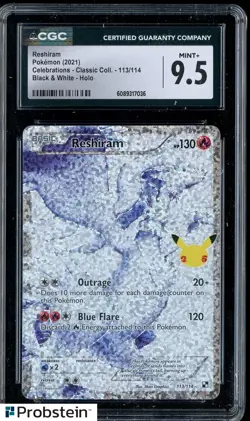 2021 Pokemon Celebrations Black & White #113/114 Reshiram CGC 9.5 MINT+ - Image 1