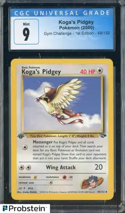 2000 Pokemon Gym Challenge 1st Edition #49/132 Koga's Pidgey CGC 9 MINT - Image 1