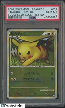 2009 Pokemon Japanese Soulsilver 1st Edition #032 Pikachu Reverse Foil PSA 10 - Image 1