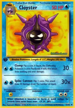 1x Cloyster - 32/62 - Uncommon - 1st Edition Lightly Played Pokemon G1 - Fossil - Image 1