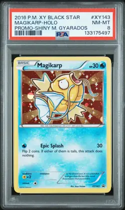 2016 POKEMON XY BLACK STAR PROMO SHINY MEGA GYARADOS #XY143 MAGIKARP-HOLO PSA 8 - Image 1