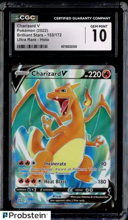 2022 Pokemon Brilliant Stars Ultra Rare #153/172 Charizard V CGC 10 GEM MINT - Image 1
