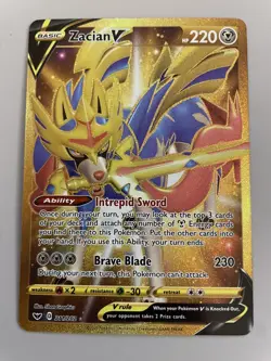 Pokemon TCG - Zacian V - Sword & Shield Base Set 211/202 Secret Rare Gold Holo - Image 1