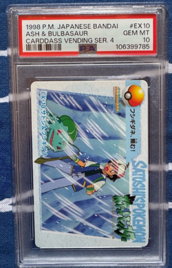 PSA10 1998 Pokemon Japanese Bandai Ash Bulbasaur Carddass Vending Ser 4 - Image 1